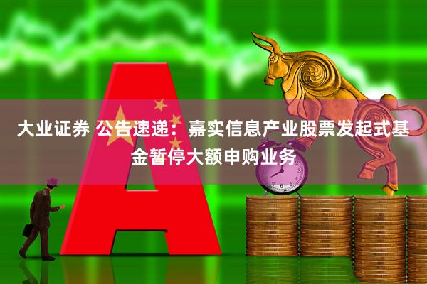 大业证券 公告速递：嘉实信息产业股票发起式基金暂停大额申购业务
