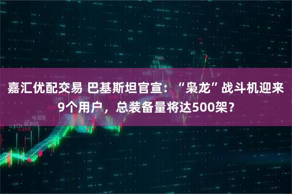 嘉汇优配交易 巴基斯坦官宣：“枭龙”战斗机迎来9个用户，总装备量将达500架？